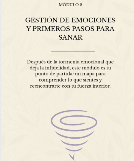 Módulo 2: Gestión de Emociones y Primeros Pasos Para Sanar Tras la Infidelidad